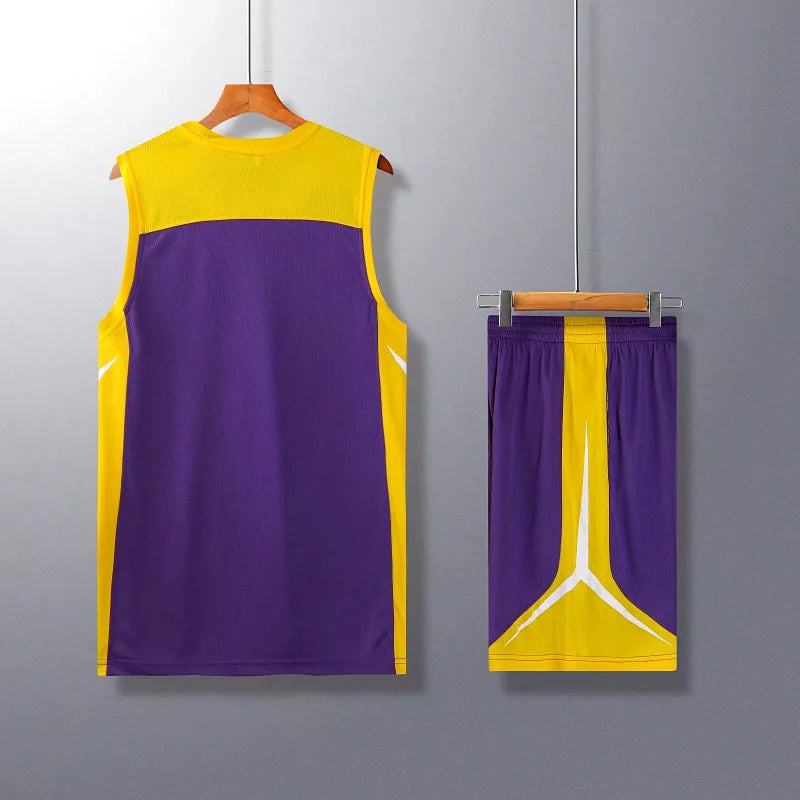 Two-piece sportswear basketball jersey and shorts set by The Clothing Company Sydney, featuring blank custom design for men, women, and kids.