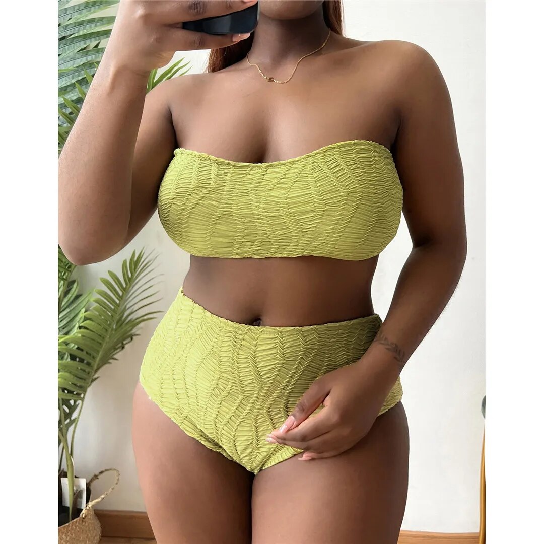 Plus size 2-piece bandeau bikini swimsuit by The Clothing Company Sydney featuring a comfortable, stylish swimwear set for women.