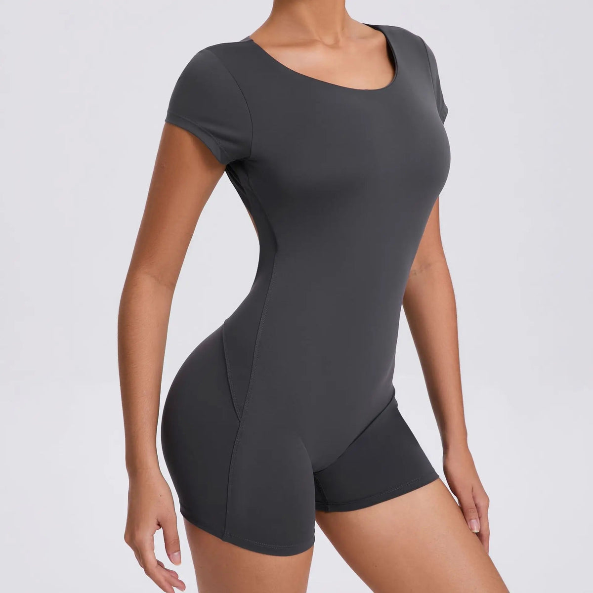 Women’s one-piece summer yoga suit by The Clothing Company Sydney, fitness bodysuit and sports jumpsuit for gym and workout activities.