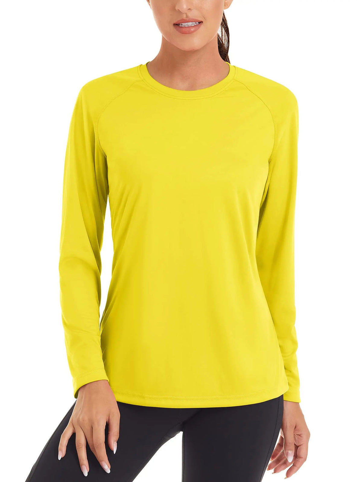 Women's UPF 50+ quick dry long sleeve T-shirt by The Clothing Company Sydney, ideal for sun protection and active wear.