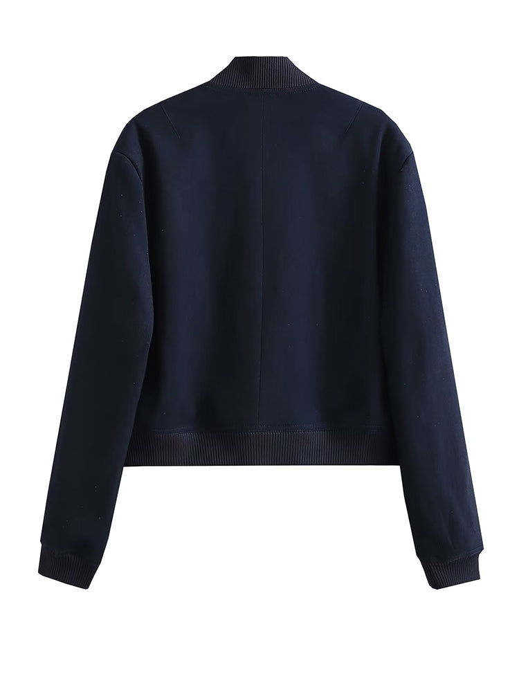 Women's bomber jacket by The Clothing Company Sydney, featuring a stylish fitted design and front zipper detail.