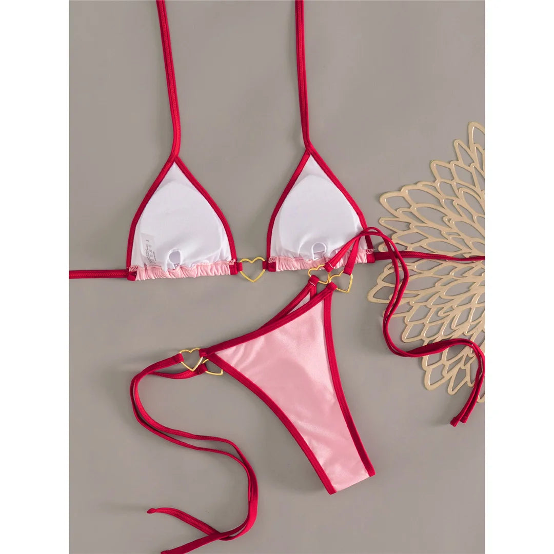 2 Piece Halter Mini Micro Thong Bikini Swimwear Swimsuit Two-pieces Bikini set Padded Bather Bathing Suit