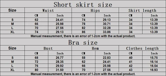 2 Piece Fitness Matching Set Women's Gym Sports Bra Sleeveless Crop Top+ Skirts Tennis Skorts Running Tracksuit Workout Sportswear