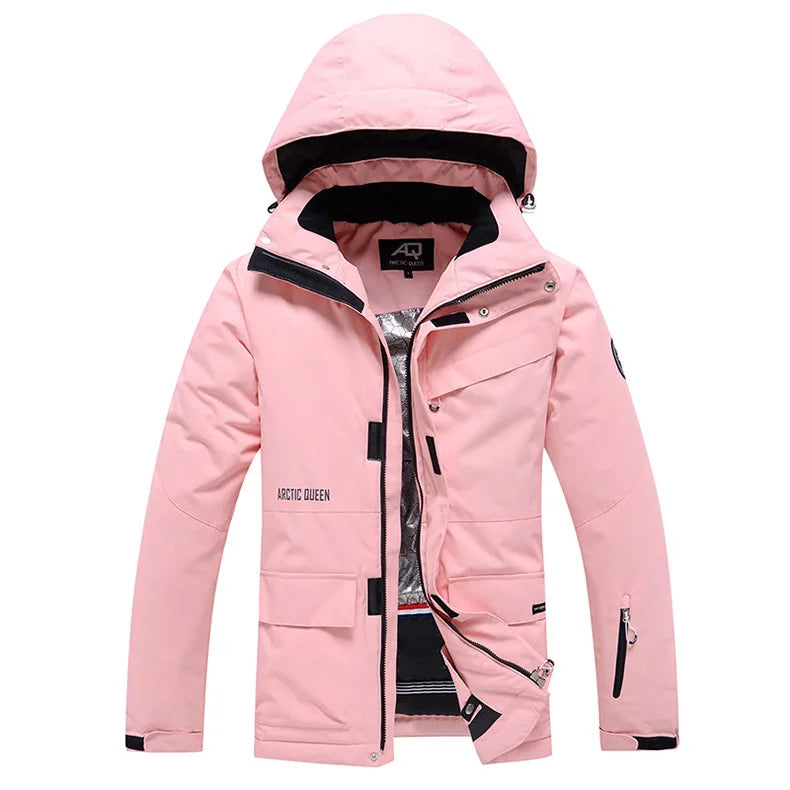 Women's waterproof ski suit set by The Clothing Company Sydney, includes snowboarding jacket and pants with windproof design.