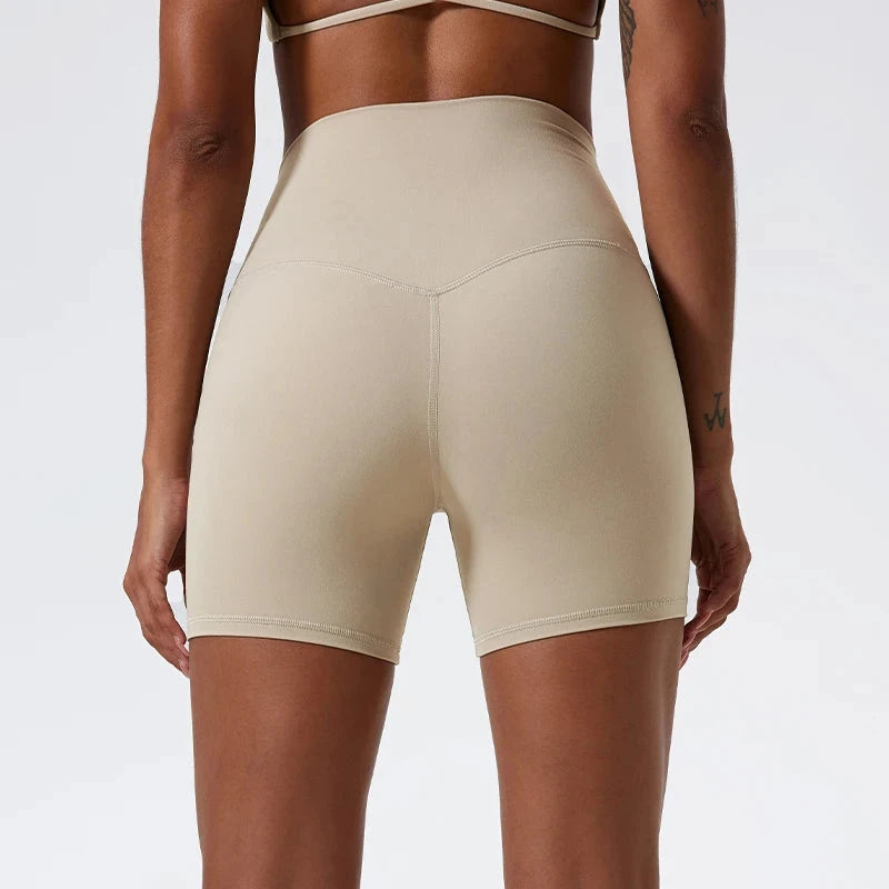High-waist yoga shorts for women by The Clothing Company Sydney, designed for running, gym workouts, and cycling.
