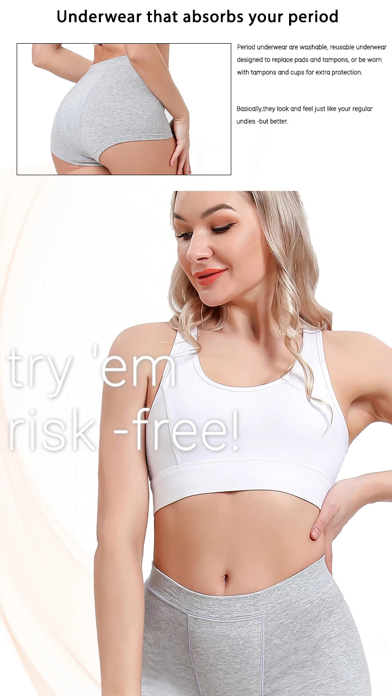 High-waist menstrual panties from The Clothing Company Sydney, cotton period underwear with flow boxer shorts style.