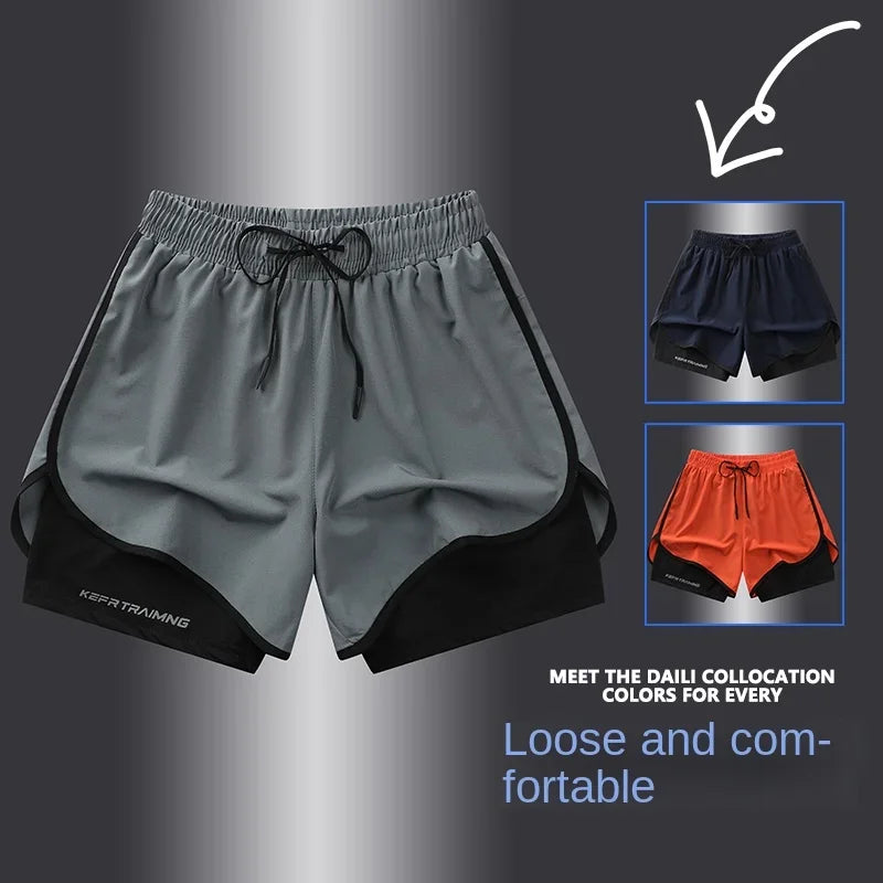 Two-layered fitness running shorts by The Clothing Company Sydney, featuring breathable fabric and athletic design.