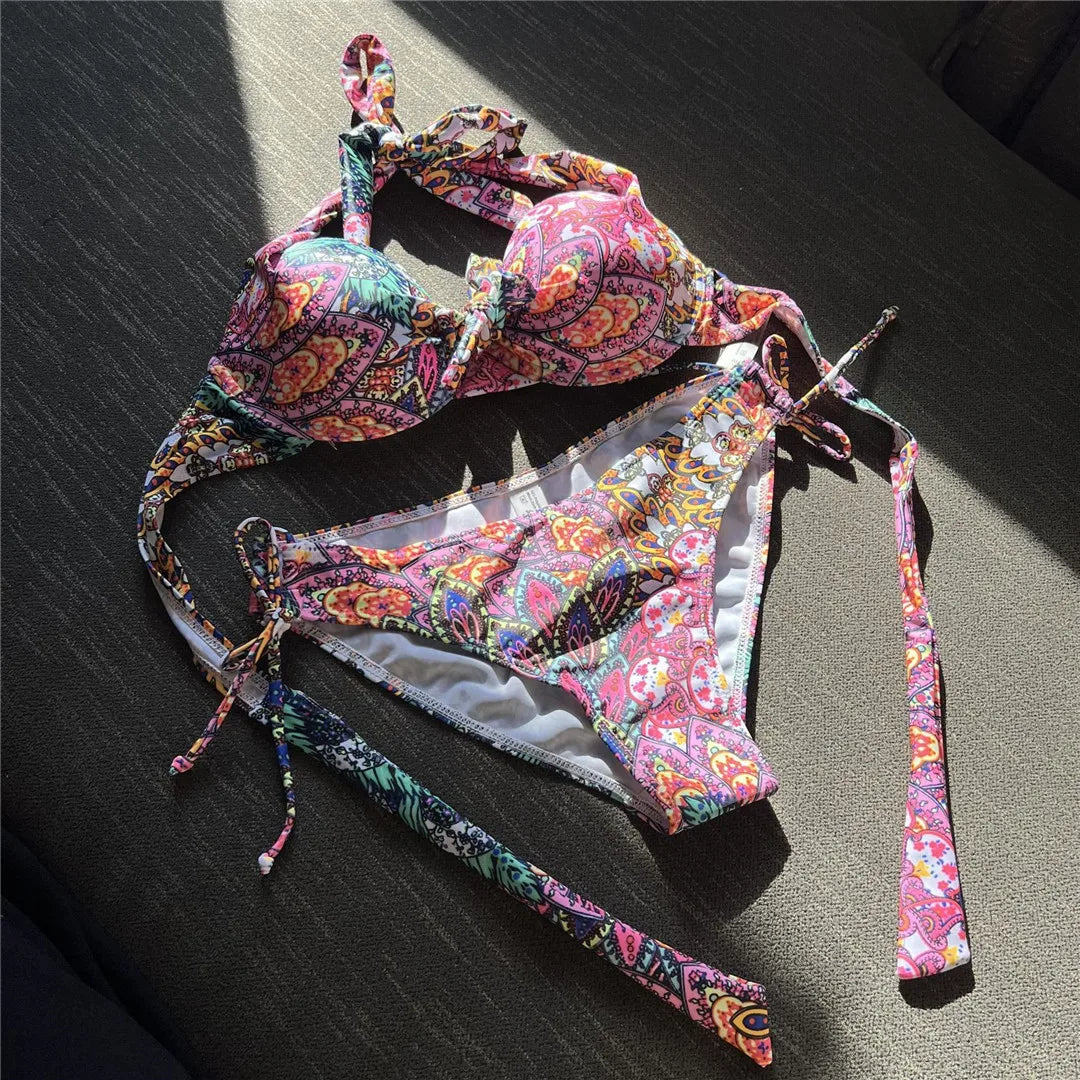 Printed Underwired Halter Bikini Swimwear Swimsuit Two-pieces Bikini set Bather Bathing Suit The Clothing Company Sydney