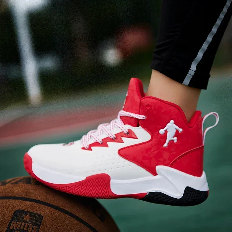Kids basketball shoes by The Clothing Company Sydney featuring breathable material and non-slip soles for active play.