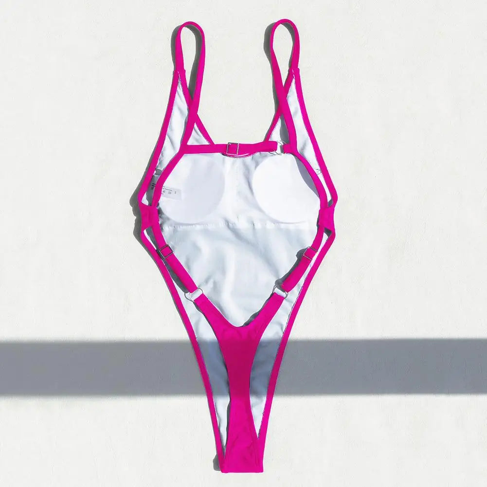 Backless Micro Thong One-Piece Swimsuit for Women by The Clothing Company Sydney, showing sleek design and minimal coverage.