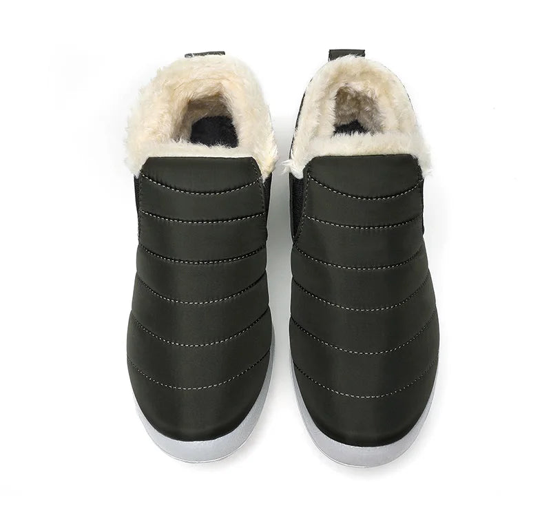 Men's winter ankle boots by The Clothing Company Sydney, slip-on waterproof snow shoes with fur lining and sturdy soles.