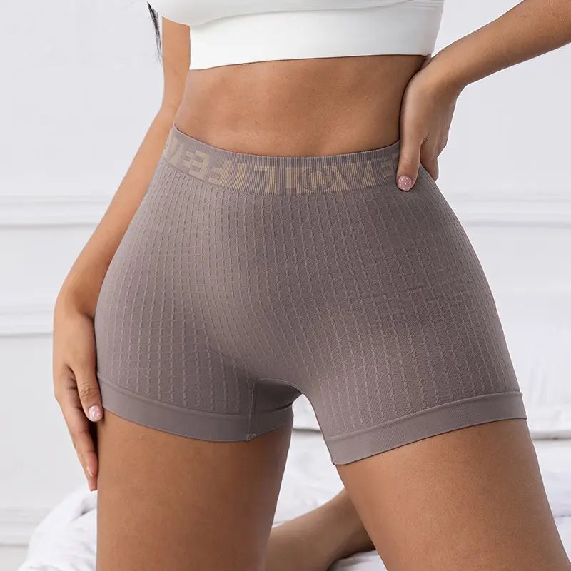 Ribbed Yoga Seamless High Waist Elastic Breathable Quick Dry Fitness Running Casual Sports Bike Shorts for Women