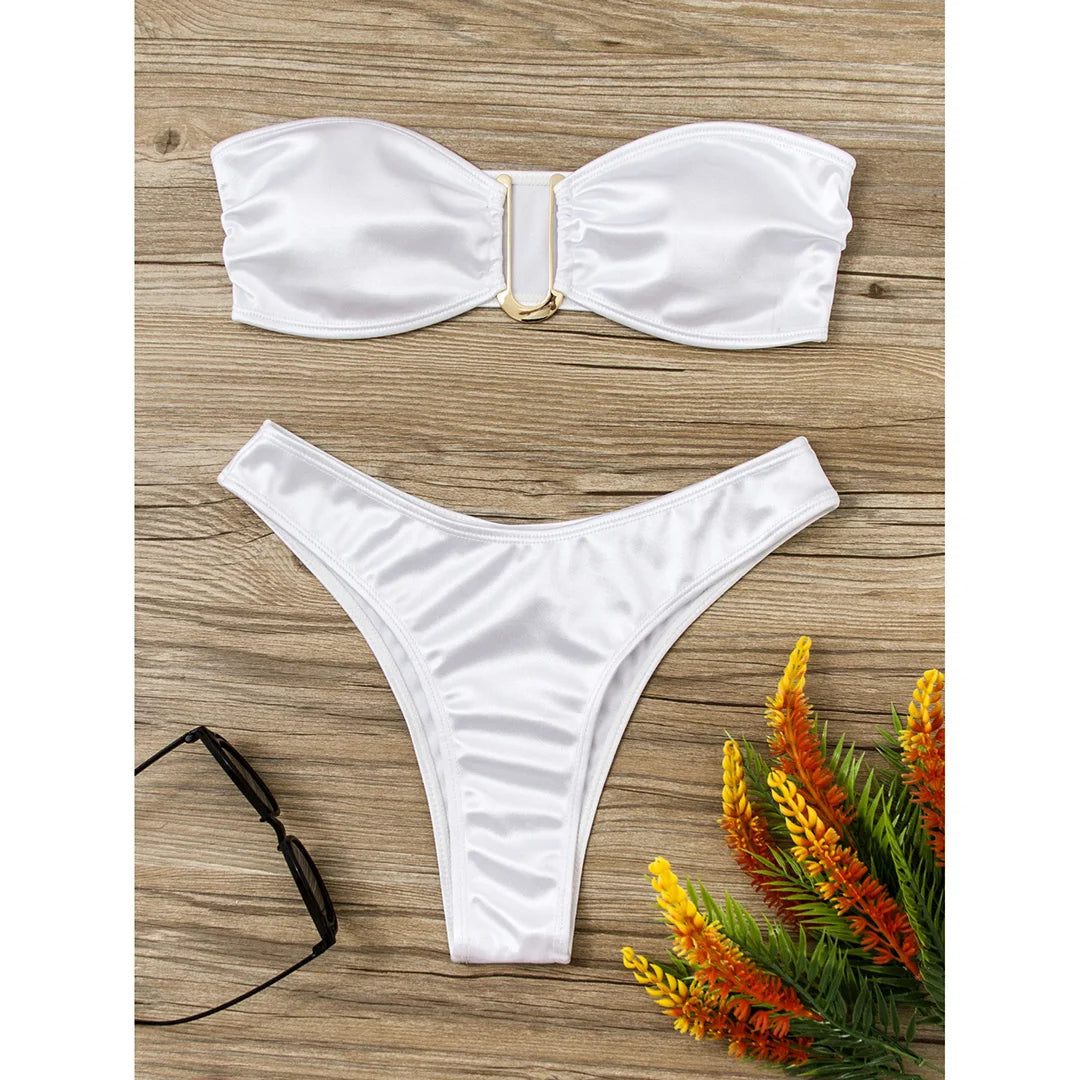2 Piece Bandeau Strapless Bikini Swimsuit Swimwear Two-piece Bikini set Padded Bather Bathing Suit The Clothing Company Sydney