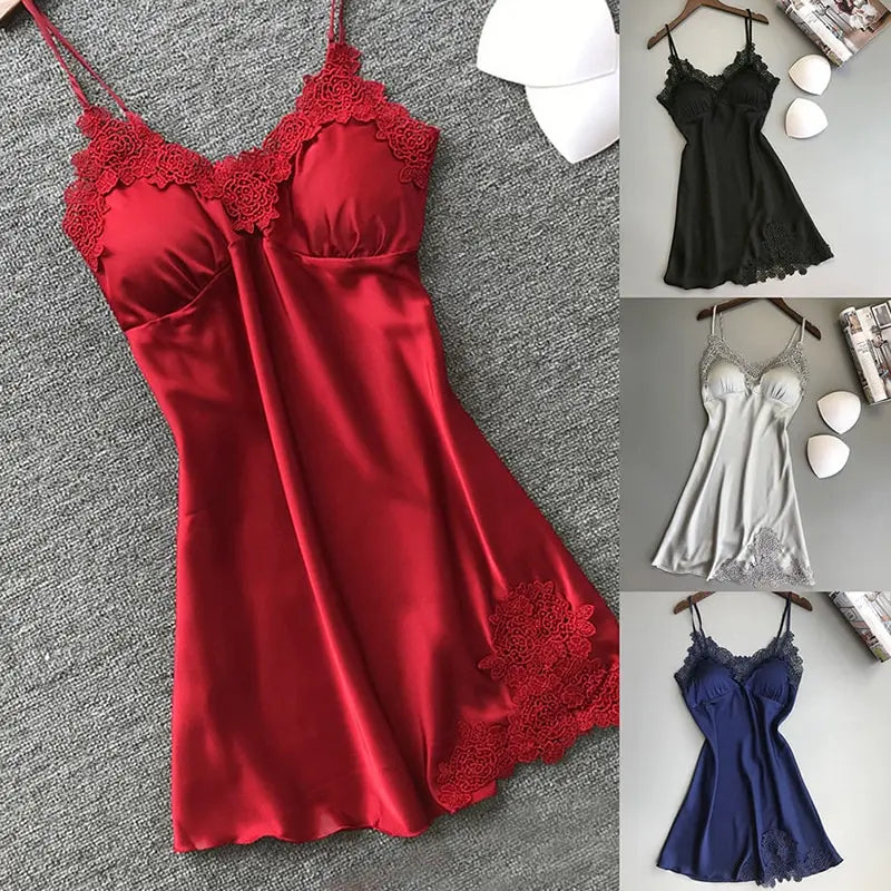 Women's Nightdress Ladies Spring And Summer Ice Silk Thin Halter Satin Night Dresses The Clothing Company Sydney