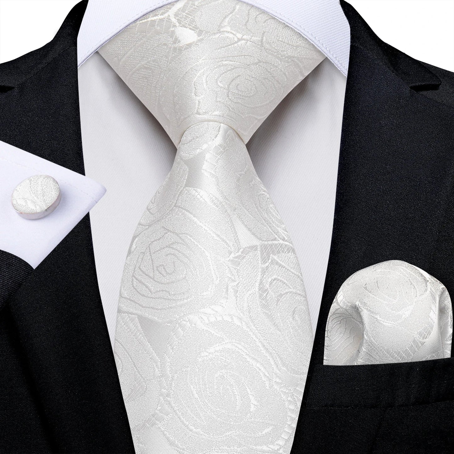 Gray Paisley Silk Tie Set – Men’s Wedding Tie, Pocket Square & Cufflinks The Clothing Company Sydney