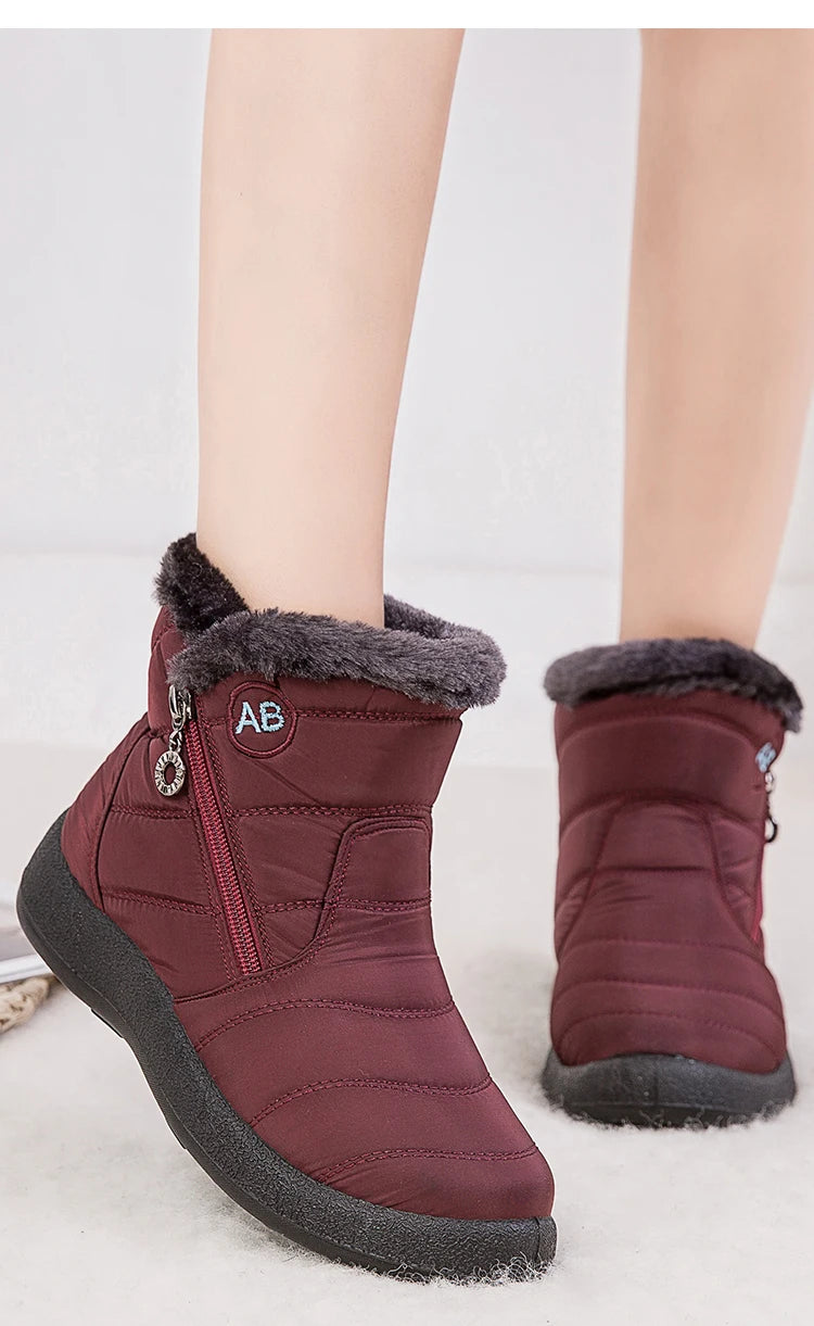 Women’s winter snow boots by The Clothing Company Sydney featuring warm fur lining and ankle-height waterproof footwear.