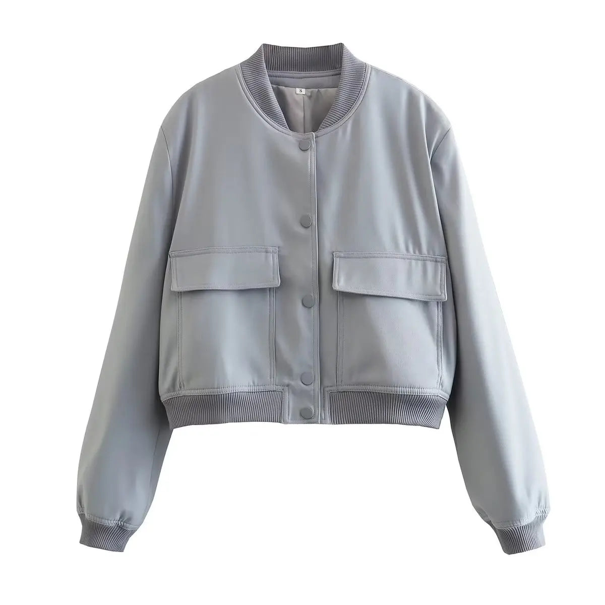 Women's bomber jacket by The Clothing Company Sydney, featuring a stylish design with a front zipper and ribbed cuffs.