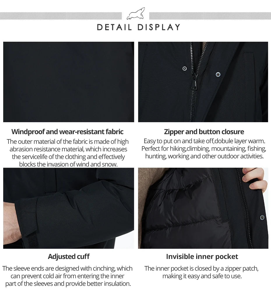 Men's parka jacket windproof warm outerwear Thicken puffer coat for winter - The Clothing Company Sydney