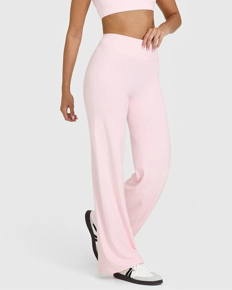 Women's Mid Waist Sport Trousers Wide-Leg Pants Ultra Soft Yoga Pilates Running Gym Pants