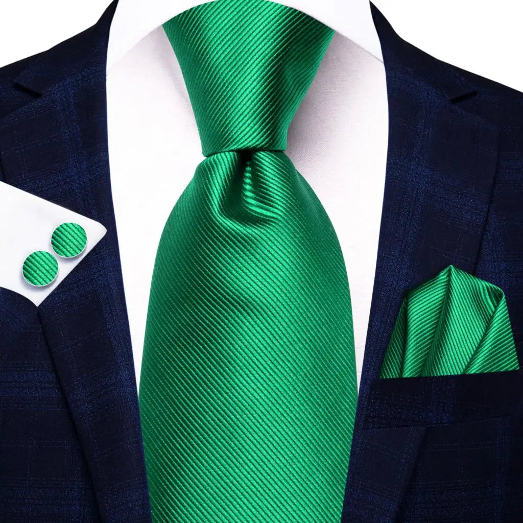Green paisley silk tie set for men including necktie, pocket square, and cufflinks from The Clothing Company Sydney accessories collection.