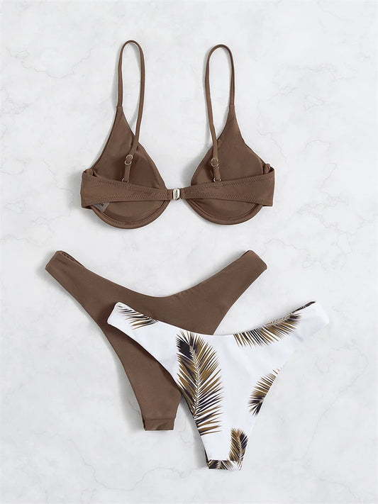 3 Piece Bikini Women Swimsuit Solid Print Sling Bikinis Set Thong Swimwear Summer Beach Wear Bathing Suit The Clothing Company Sydney