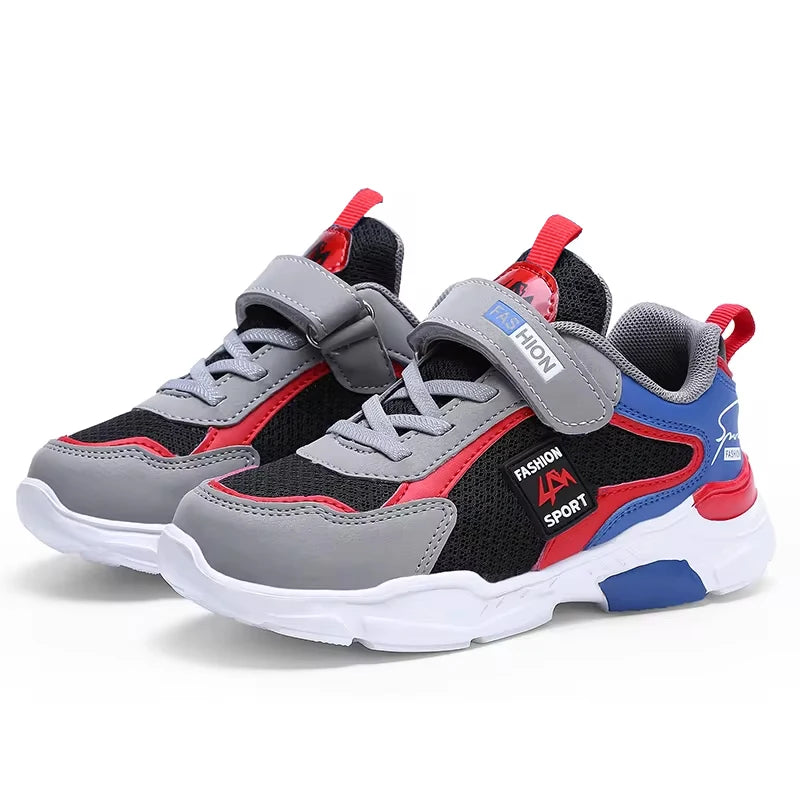 Kids’ breathable summer sneakers by The Clothing Company Sydney featuring hook and loop straps and mesh material for boys and girls.