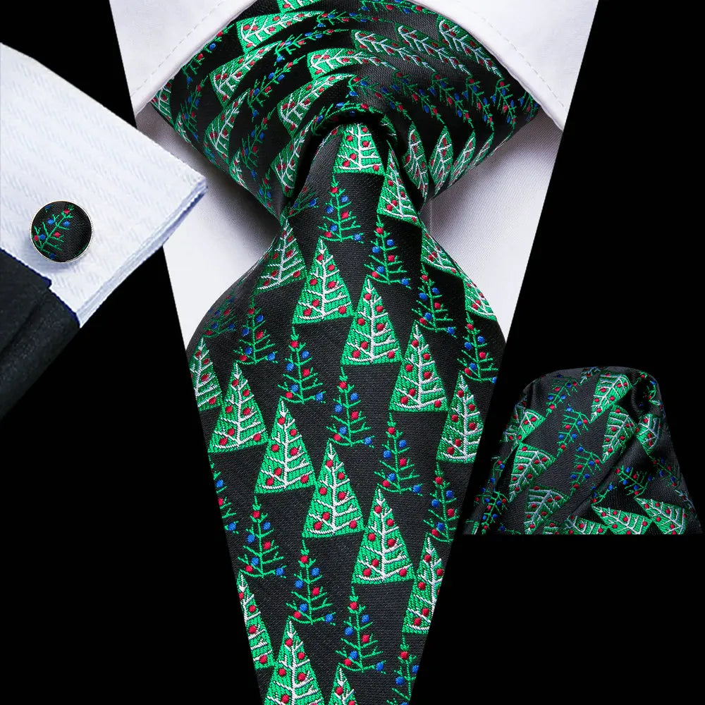 Green paisley silk tie set for men including necktie, pocket square, and cufflinks from The Clothing Company Sydney.