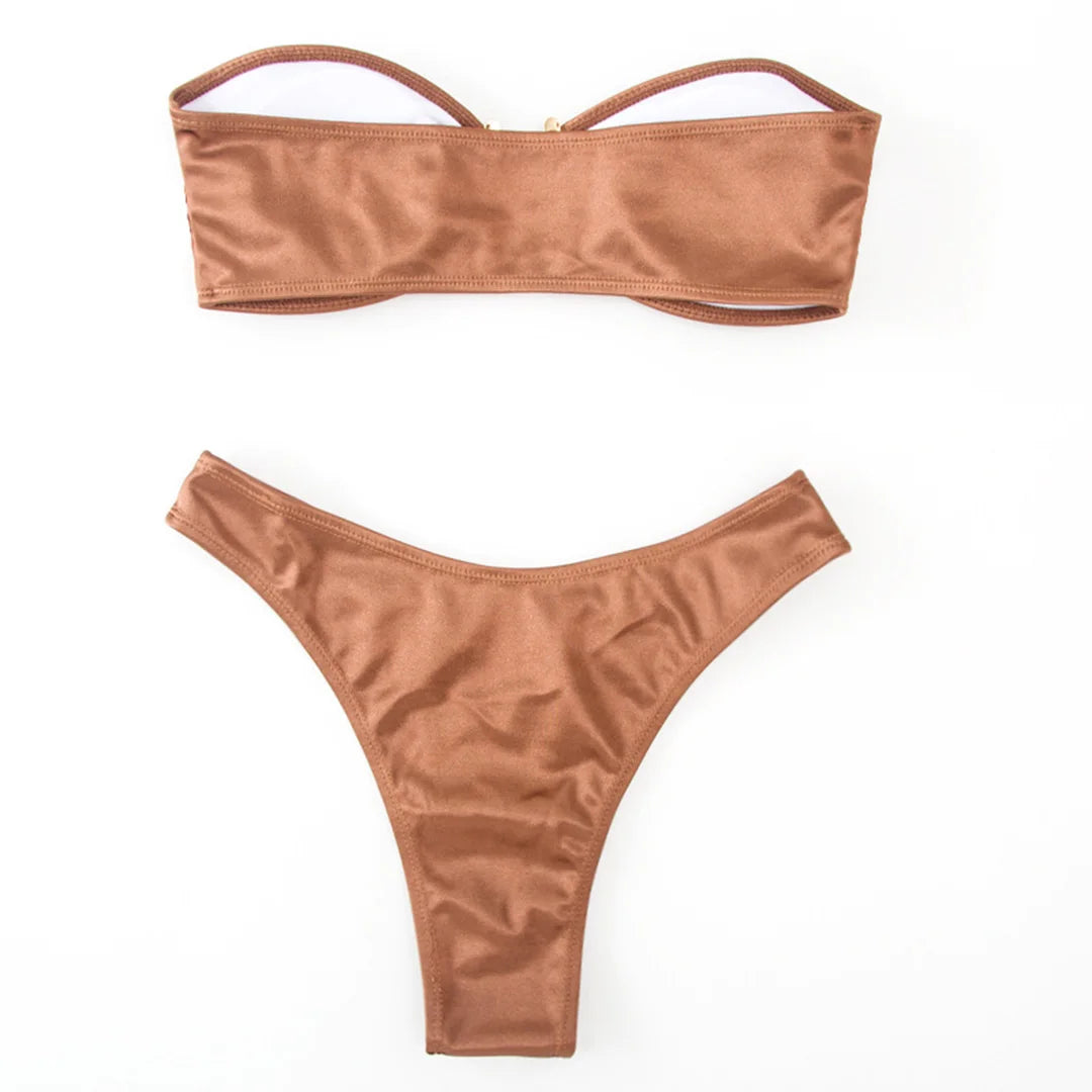 2 Piece Bandeau Strapless Bikini Swimsuit Swimwear Two-piece Bikini set Padded Bather Bathing Suit The Clothing Company Sydney