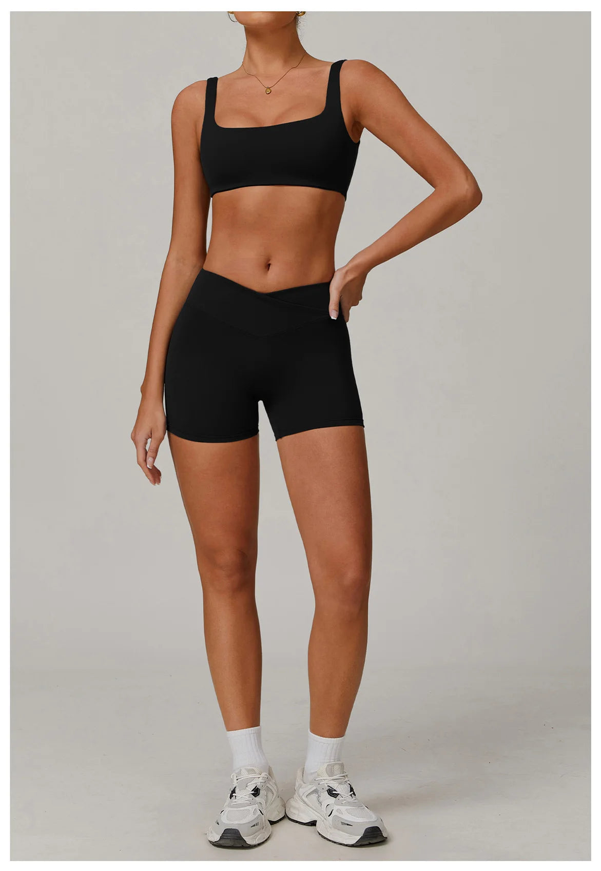 Two-piece women's yoga and workout set with sports bra and leggings from The Clothing Company Sydney, ideal for fitness and running.