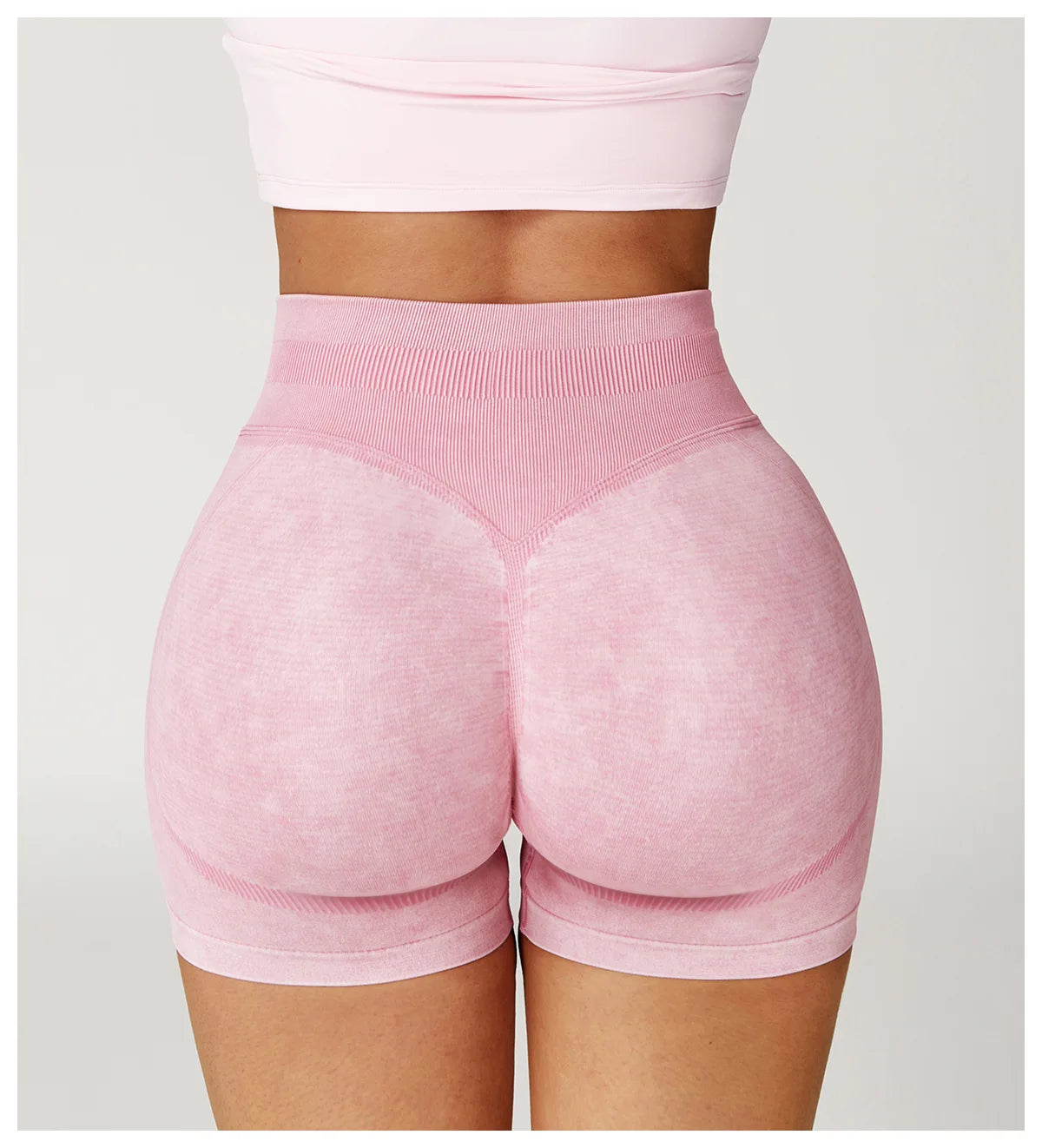 High waist yoga bicycle shorts for women featuring sand washed fabric, perfect for fitness, running, and gym workouts.