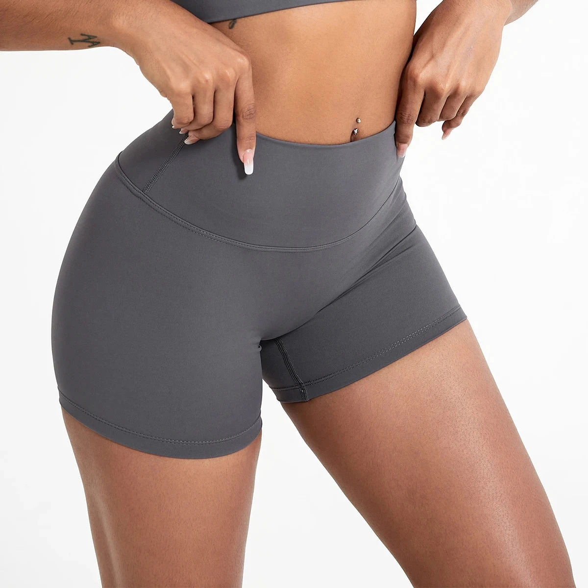 Women's high waist fitness gym leggings and cycling shorts by The Clothing Company Sydney, slim fit workout and yoga shorts.