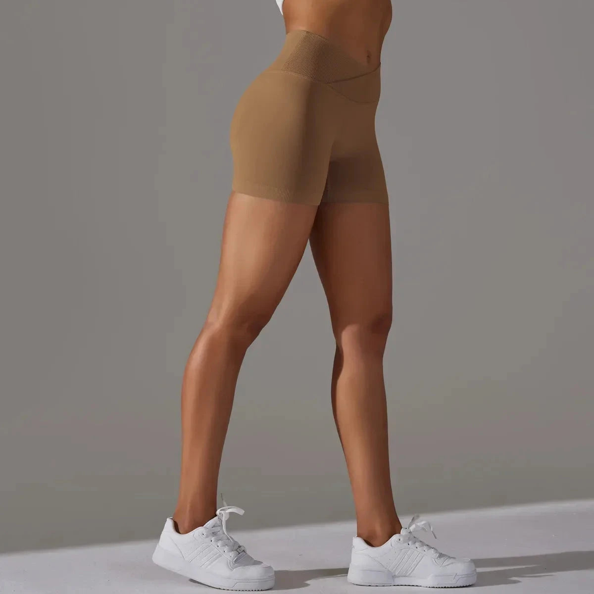 Women’s high waist fitness yoga leggings by The Clothing Company Sydney, seamless gym shorts with scrunch butt for workout and yoga.