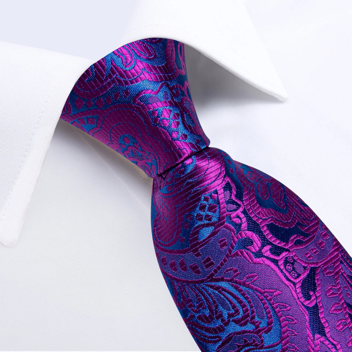 Luxury purple paisley silk tie set for men, 8cm wide, featuring accessories from The Clothing Company Sydney.