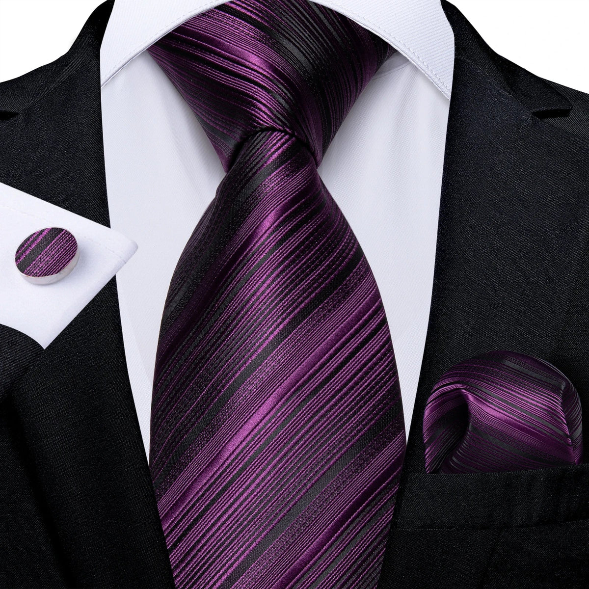 Luxury purple paisley silk tie set for men, 8cm width, with matching accessories, by The Clothing Company Sydney.
