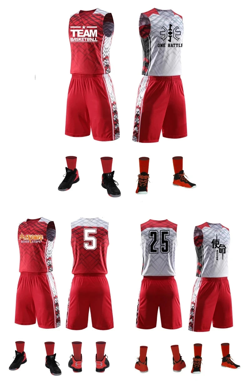 Customized reversible basketball jersey and shorts set for men, women, and kids, made of quick-drying fabric by The Clothing Company Sydney.