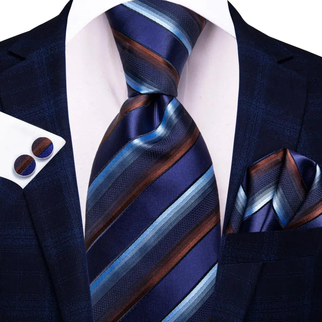 Blue paisley silk tie set with matching cufflinks and handkerchief, men's accessories by The Clothing Company Sydney
