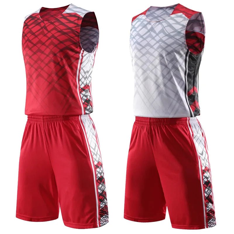 Customized reversible basketball jersey set for men, women, and kids, with quick-drying jersey and shorts from The Clothing Company Sydney.