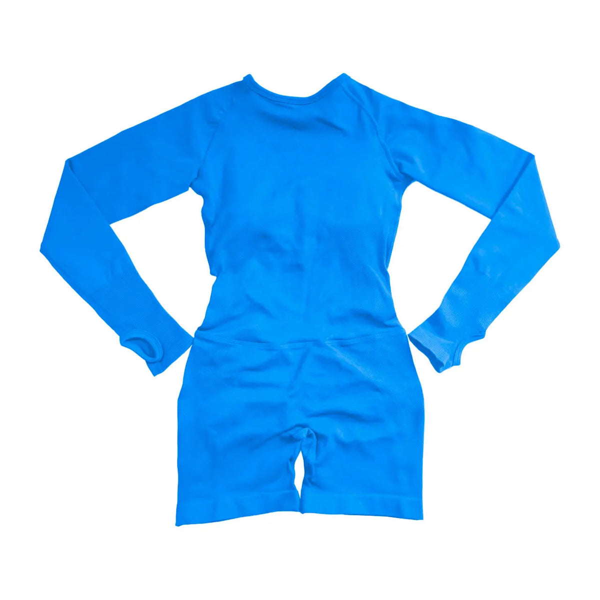 Women's seamless backless long sleeve jumpsuit for yoga and fitness, by The Clothing Company Sydney, designed for active wear.