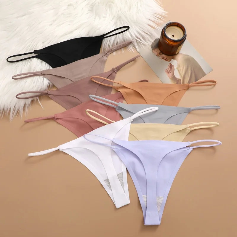 6 pack seamless thong panties with thin straps, low waist, high stretch, and T-back design by The Clothing Company Sydney