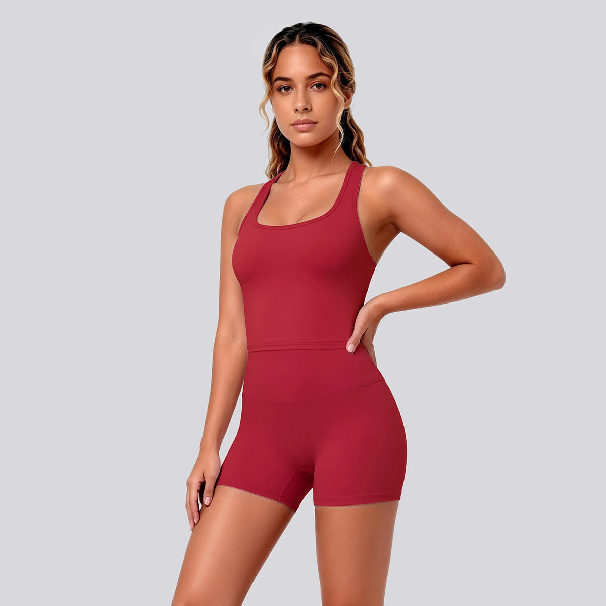 2 Piece Women's Breathable Workout Top I-shaped Vest Push Up Quick-Dry Summer Yoga Shorts Matching Set