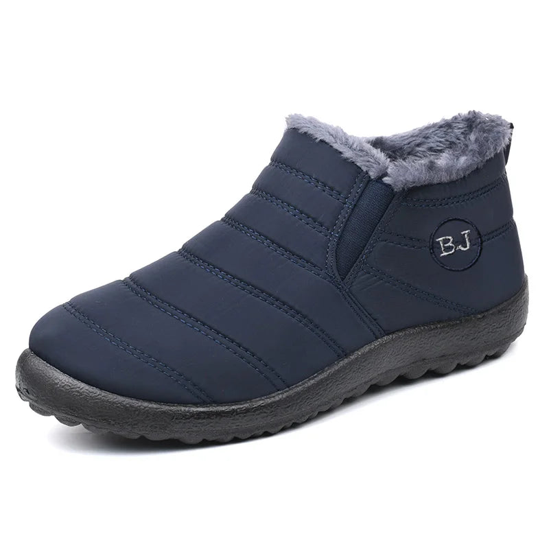 Women’s waterproof fur-lined snow boots by The Clothing Company Sydney, slip-on ankle footwear with warm, cozy interior and rugged soles.