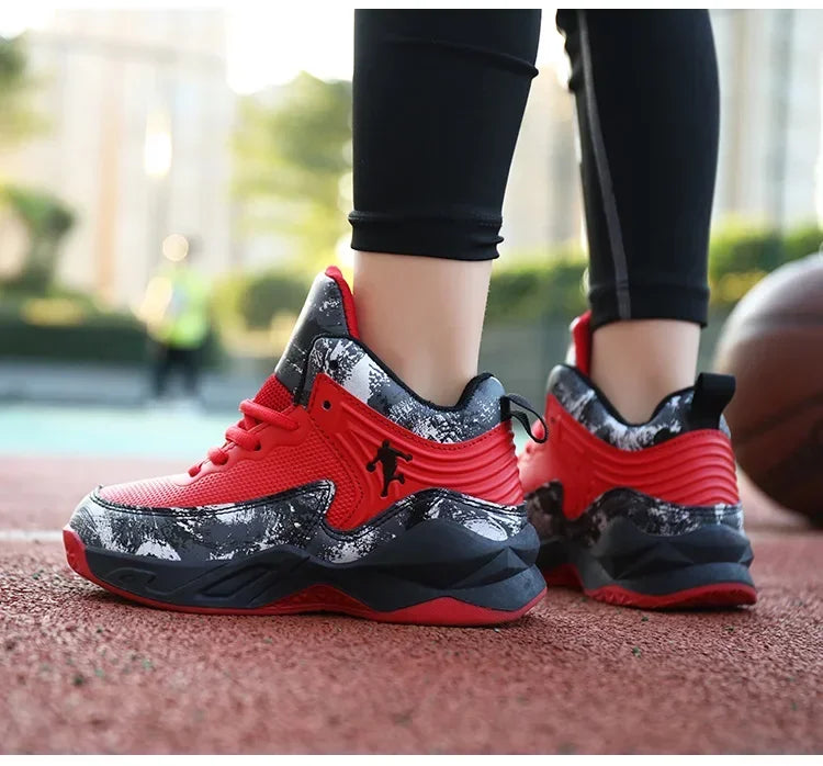 Kids kids basketball shoes by The Clothing Company Sydney, non-slip sports sneakers with colorful design and supportive sole.