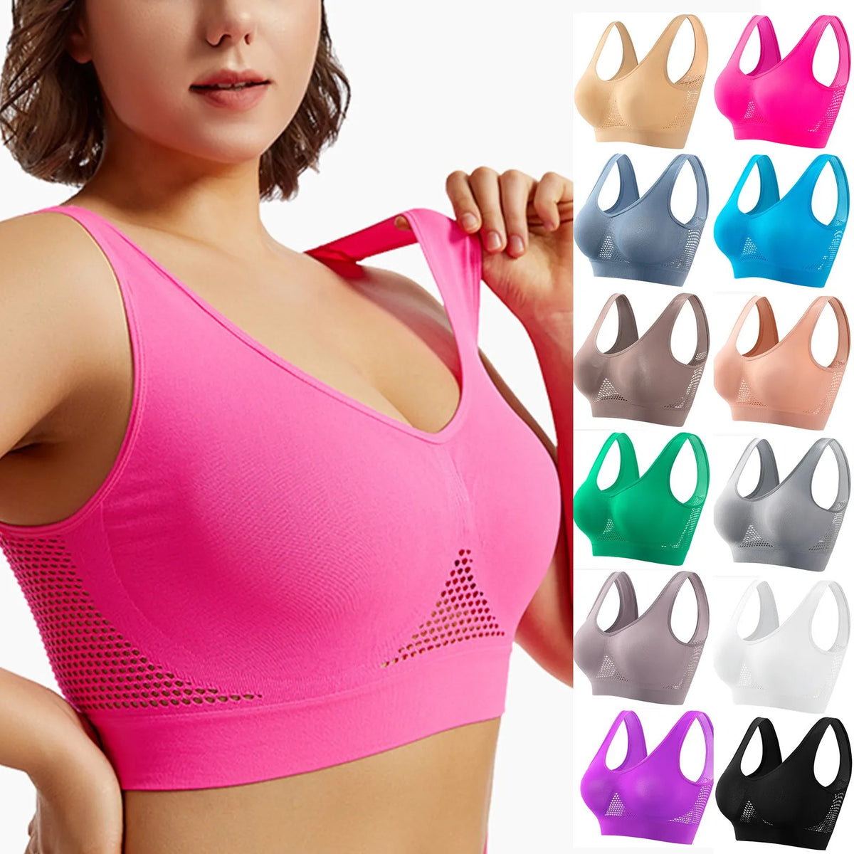 Shockproof sports bra by The Clothing Company Sydney, high-support fitness bra with anti-sag design and stylish look.