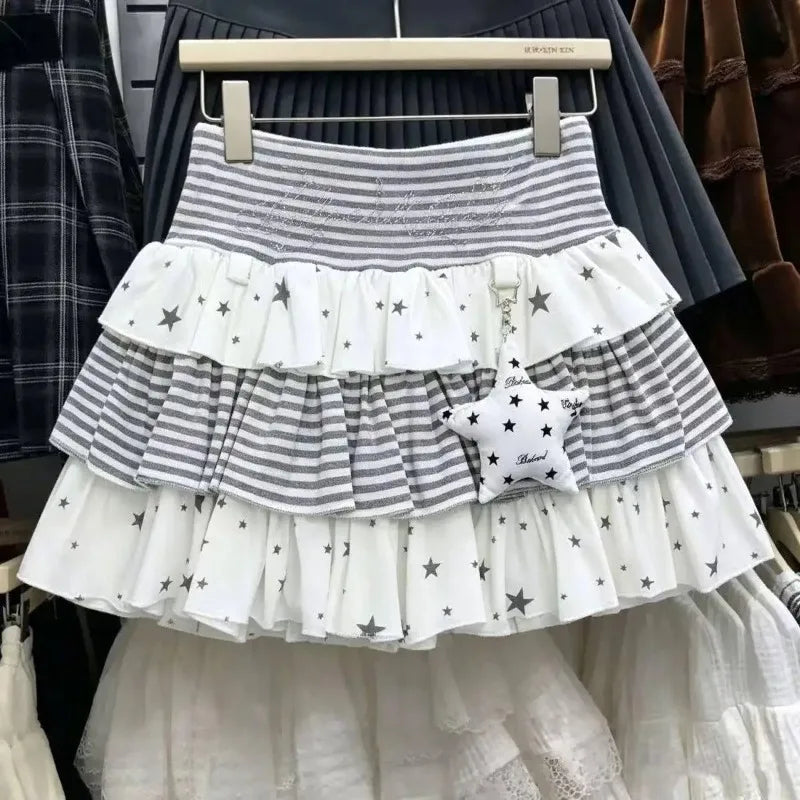 Y2k cute ruffled plaid skirt by The Clothing Company Sydney featuring punk rock style and casual ruffled design for women.