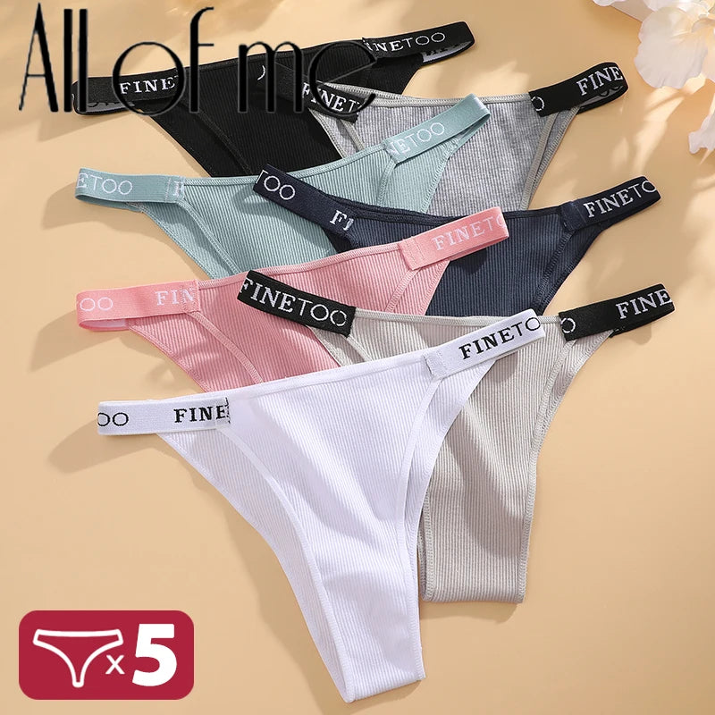Five-pack women's cotton panties from The Clothing Company Sydney, low waist briefs with letter design for comfortable everyday wear.
