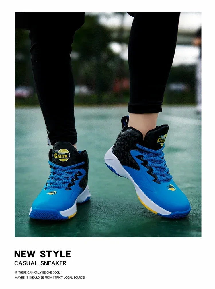 Kids basketball shoes from The Clothing Company Sydney featuring breathable material and non-slip soles, designed for active play.