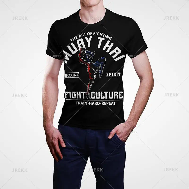 Muay Thai Gym Graphic T Shirt For Men Women Kids 3D Thai Boxing Sports Printed Tee Shirts Streetwear Short Sleeves Quick Dry Top - The Clothing Company Sydney