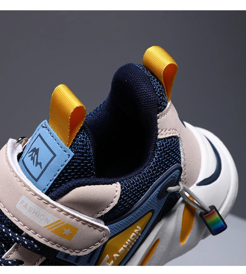 Boys' breathable mesh sneakers from The Clothing Company Sydney with non-slip soles and hook-and-loop closure for kids aged 7-13.
