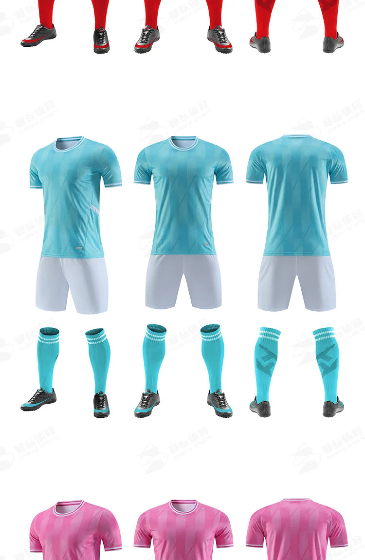 Adult kids customized soccer jersey and sports tracksuit from The Clothing Company Sydney, quick-drying fitness uniform for women and team training.