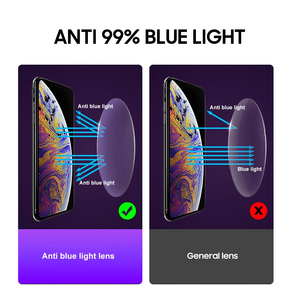 Blue light blocking glasses for men and women, square design, eye protection eyewear for gaming and computer use by The Clothing Company Sydney.